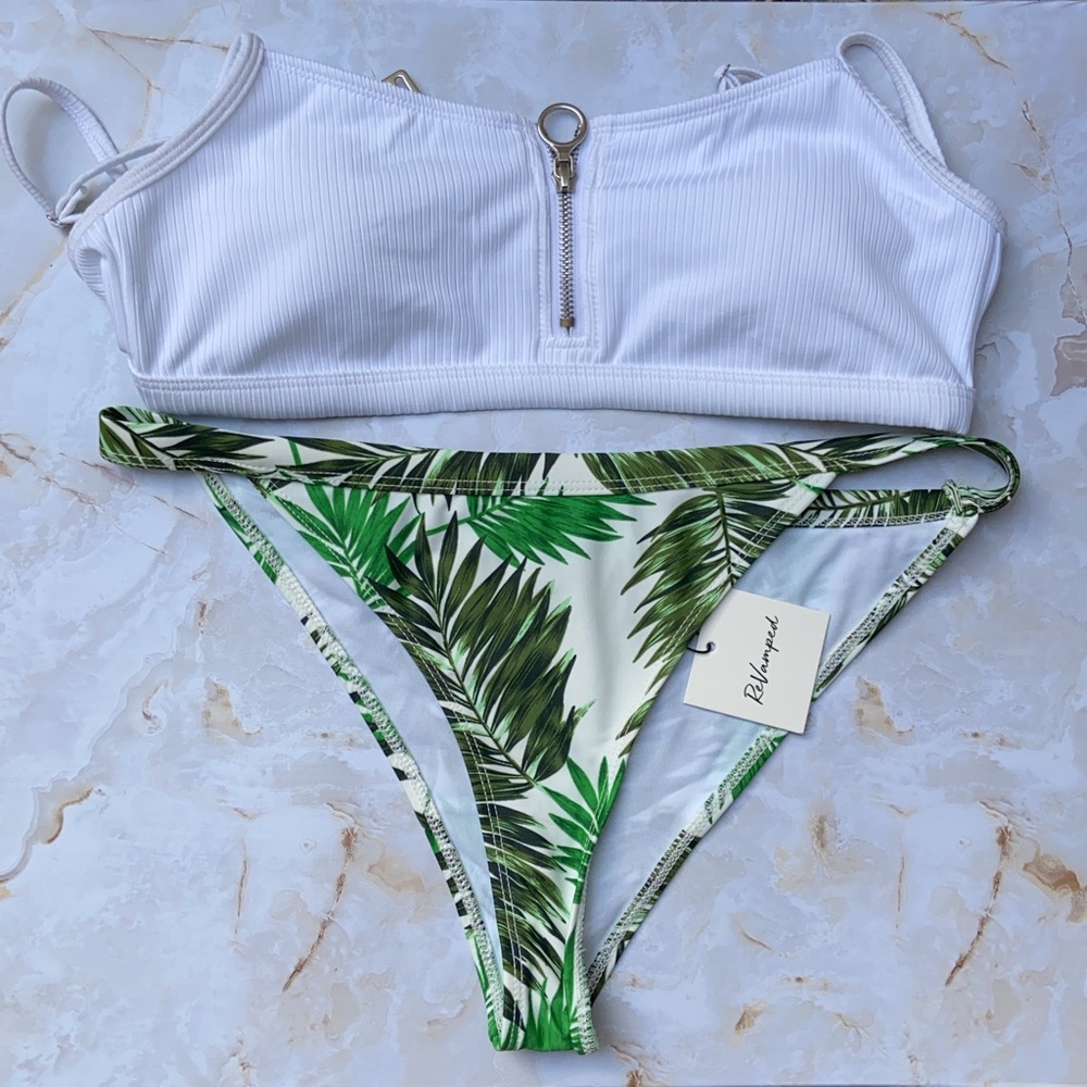 Green floral swimsuit